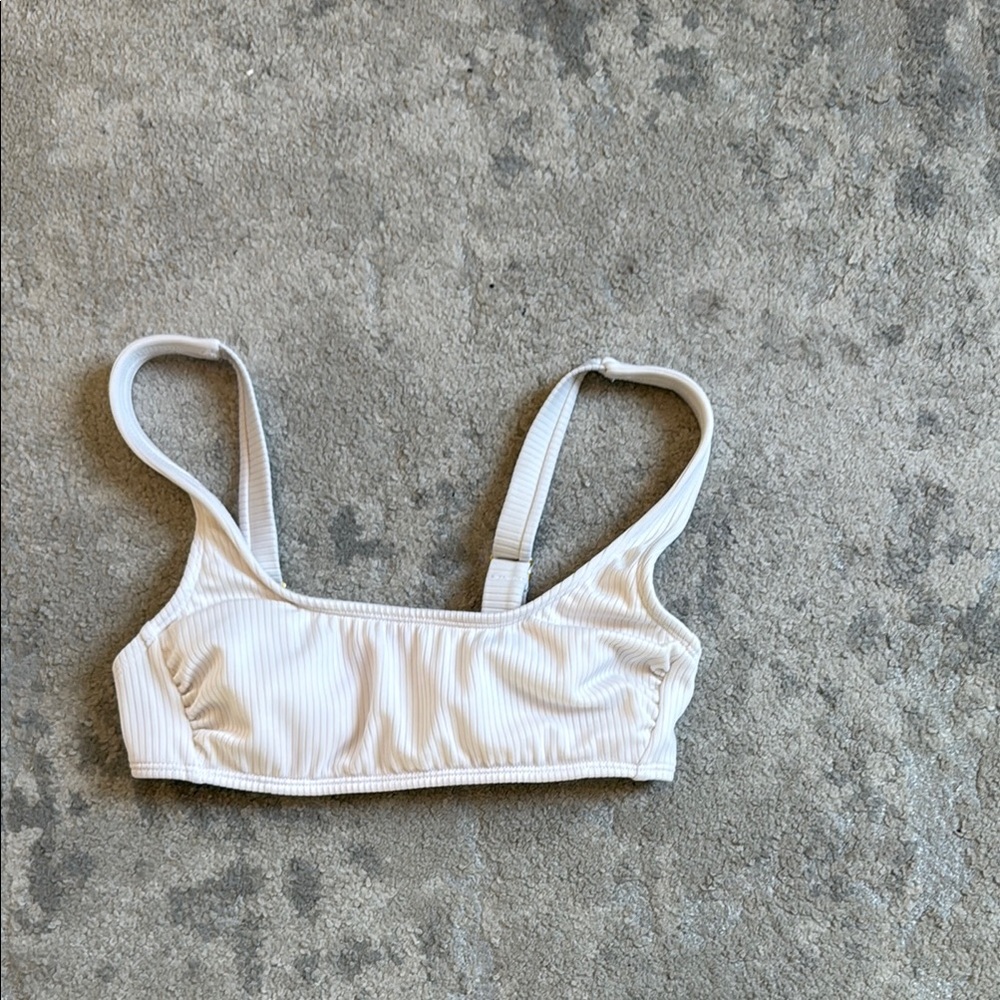 White Ribbed Bikini Top